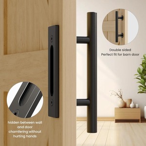 Poignée de porte coulissante invisible encastrée double face, noir mat, 11,81 pouces, <span class=keywords><strong>en</strong></span> alliage de zinc robuste <span class=keywords><strong>pour</strong></span> portail et placard - Product Image 6