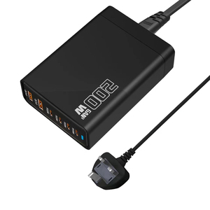 Estación de Carga Multipuerto Super Rápida de <span class=keywords><strong>200W</strong></span> GaN Tipo C 4C2A de 6 Puertos para Todos los Teléfonos Móviles, Cargador de Escritorio USB C PD de 65W 100W para Portátiles - Product Image 3