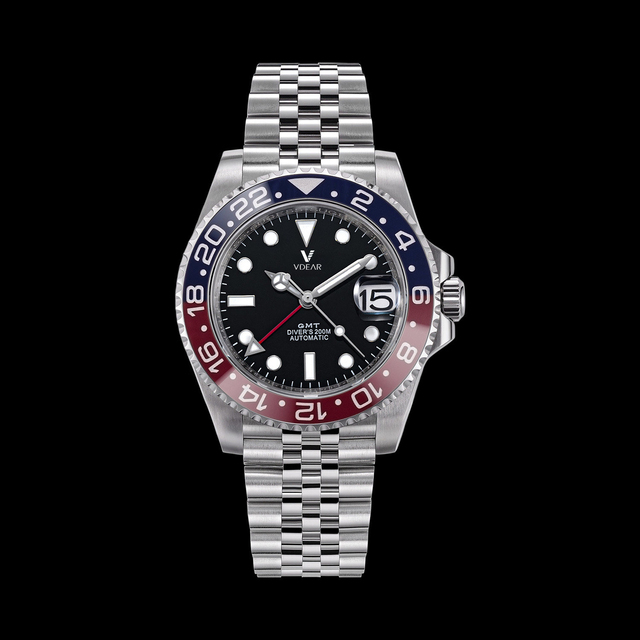 Men's Luxury Stainless Steel Diver Watch Pointer Dial Acrylic Crystal Mechanical Movement Custom Logo 20mm Water Resistant