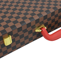 Set Mahjong Kulit PU Lipat Mewah Kustom, Ubin Amerika, Rak Transparan, Kotak Penyimpanan Merah, Permainan Papan Kasino, Grosir