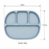 Assiette bébé en silicone compartimentée avec couvercle, motif ours mignon, vaisselle d'apprentissage antidérapante pour tout-petits, qualité alimentaire sans BPA