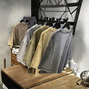 เสื้อยืดผู้ชาย ผ้าฝ้าย สีขาว ทรงหลวม เสื้อยืดคอกลม แขนสั้น ทรงโอเวอร์ไซส์ สไตล์ลำลอง สตรีทแวร์ - Product Image 3