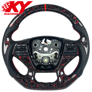 Customized red gold foil forged carbon fiber leather sports steering wheel suitable for Hyundai Sonata - Product Image 1