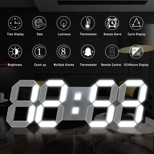 EMAF corea 15 pollici grande orologio da parete a LED 3D telecomando digitale elettronico orologio da parete luminoso orologio da parete per ufficio