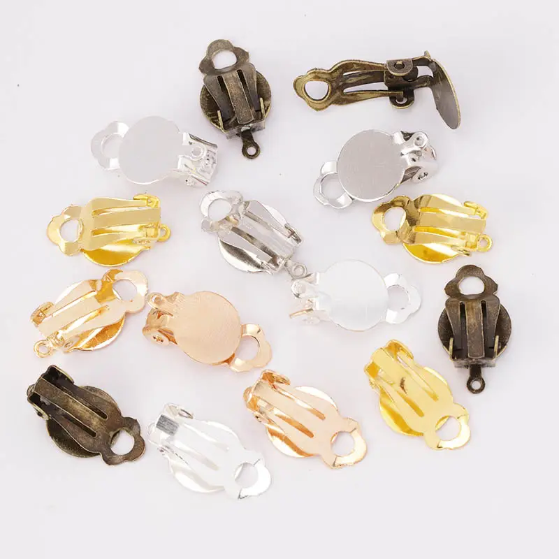 200 개/가방 금속 클립 귀걸이 찾기 맞는 실리콘 10mm 패드 개구리 귀 부품 보석 비 피어싱 귀걸이 클립