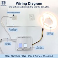 Miroir de salle de bain intelligent étanche IP44, homologué TUV CE, avec interrupteur à commande tactile intégré à haut facteur de puissance pour miroir LED