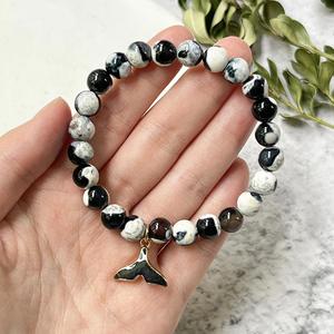 Bracelet en pierre naturelle avec perles de verre colorées, bijoux personnalisés exclusifs pour la guérison émotionnelle, service de personnalisation de carte de produit - Product Image 3