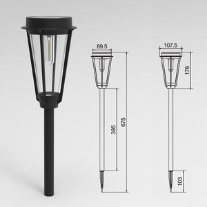 Lampe solaire de jardin 675 mm de hauteur, LED, étanche, pour allée extérieure, décoration de cour et de patio - Product Image 1