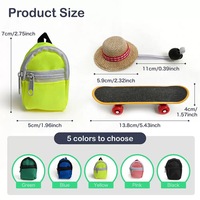 Ensemble de 3 jouets transfrontaliers pour petits animaux : Lézard, Hamster, Tortue - Planche à roulettes pour animaux, Sac à dos, Chapeau - Superbe ensemble