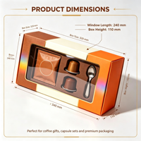 Boîte cadeau personnalisée en papier pour capsules de café, avec fenêtre longue