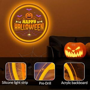 Happy Halloween <b>LED</b> Pumpkin Neon <b>Light</b> Acrylic Board Indoor Atmosphere <b>Light</b> Party <b>Bedroom</b> Club Atmosphere <b>Light</b> Indicator <b>Light</b> - Product Image 2