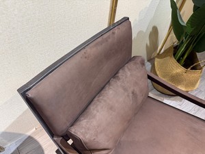 Prêt à être expédié, fauteuil de salon/hôtel en bois massif de haute qualité, design italien moderne, revêtement en nubuck marron, fauteuil de détente. - Product Image 5