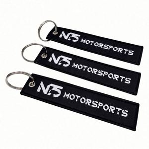 Factory Wholesale <b>Custom</b> Logo Woven Jet Tags Letter Charms <b>Keychain</b> - Product Image 6