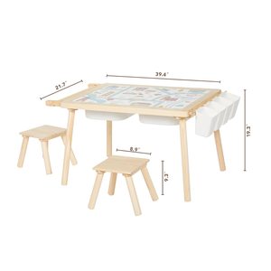 Ensemble Table et 2 Chaises Montessori pour Crèche et Maternelle (2-8 ans) avec Rangement et Activité Anti-Graffiti Facile à Installer - Product Image 4