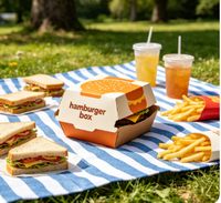 Boîte à hamburger en papier kraft personnalisée, boîte d'emballage jetable résistante à l'huile pour la restauration rapide à emporter