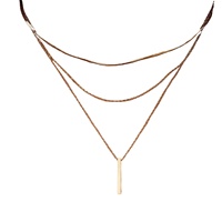 Collier double multicouche en cuivre avec chaîne maille forçat, motif rayures verticales, pour femme, style sportif, transfrontalier