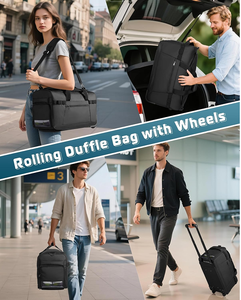 Manufacturer Wholesale 150L Large Capacity Fashion Polyester Rolling Luggage Duffel <strong>Bag</strong> with Zipper Closure and <strong>Wheels</strong> - Product Image 6