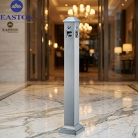 Poteau à cendres d'extérieur EASTON pour hôtel, en acier inoxydable brossé, résistant au vent, avec base lourde