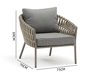 Ensemble de table et chaises de jardin en corde tressée de haute qualité pour l'extérieur, mobilier de patio, ensemble de chaises et table en corde - Product Image 1