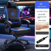 Chaise de bureau ergonomique pour le jeu avec cadre en acier inoxydable, revêtement en cuir, vérin à gaz à 4 étages, design moderne pour les joueurs