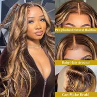Perruques en cheveux vierges avec dentelle HD, couleur 4/27, prêtes à porter, cheveux bruts cambodgiens, vente en gros, ondulation naturelle, 100% cheveux humains