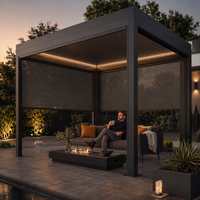 Pergola bioclimatique intelligente en aluminium motorisée, revêtement poudré, écologique, cuisine extérieure