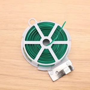 50M Garden Twist Tie Kitchen Bag Gardening Plant Green Twist Tie Wire Roll With Wire Cutter Soft Plastic Twist Tie