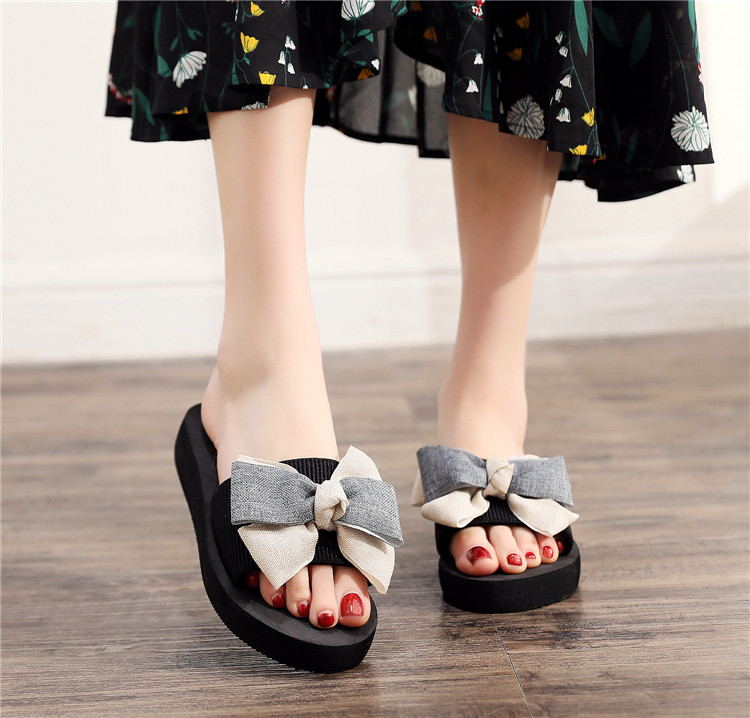 2021 Beach Slippers Slip On Flats Sandals Outdoor Flip-flops Bow Slides Slipper Women Summer Sandals