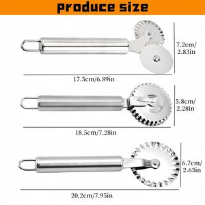 Cutter à pâtisserie 3-en-1 en acier inoxydable, coupe-raviolis et coupe-pizza, avec poignée ergonomique, facile à utiliser et à nettoyer, pour pâtes cannelées et pâte à tarte - Product Image 3