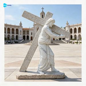 Estatua de Jesús con Cruz de Mármol de Tamaño Real, Escultura Cristiana Católica Famosa para Jardín y Parque, Uso en Exteriores - Product Image 5