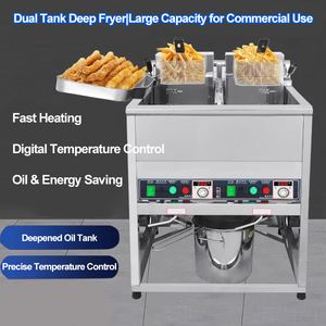 <span class=keywords><strong>Friteuse</strong></span> électrique commerciale grande capacité à <span class=keywords><strong>double</strong></span> cylindre pour poulet frit et pâtes, à température constante - Product Image 2