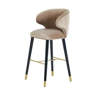 Wrought Iron Bar Stool Home High Seat Front Desk Cashier Reception Chair Light Luxury Flannel Bar Furniture Indoor
