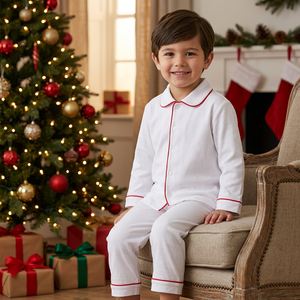 Pyjamas de Noël assortis pour la famille, vêtements de nuit en coton blanc, pantalon à manches longues, ensembles 2 pièces et peignoirs, tenues assorties pour adultes et enfants - Product Image 4
