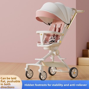 Poussette pliable portable à quatre roues, design assis-couché, pour bébé, en acier, vente en gros d'usine - Product Image 3