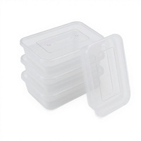Boîte alimentaire rectangulaire transparente en PP de 650 ml, jetable, de qualité alimentaire, pour conserver la fraîcheur des pizzas et sandwichs, avec logo personnalisé