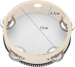 4 pulgadas Mini Material de madera cuerpo Orff instrumento Musical venta al por mayor percusión madera pandereta tambor para pandereta fiesta favores - Product Image 6