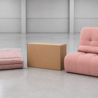 Canapé compact de luxe sans accoudoirs avec housse amovible et lavable, design capitonné – Sièges d'appoint modernes roses pour appartement et salon