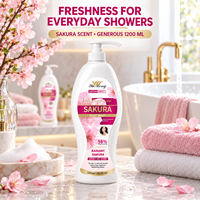 Yumeng 1200ml Gel Douche Parfumé Sakura Hydratant et Blanchissant, Parfum Longue Durée, OEM ODM