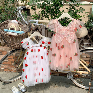 Vestidos <span class=keywords><strong>de</strong></span> Verano con Mangas Voladoras para Niñas, Vestido <span class=keywords><strong>de</strong></span> Verano con Estampado <span class=keywords><strong>de</strong></span> Fresas para Niñas - Product Image 3