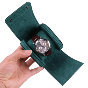 Premium Genuine Leather <b>Watch</b> Roll <b>Case</b> with Soft Lining Custom Logo Single Wristwatch Storage Gift Box - Product Image 1