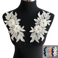 Patches Broderie 3d Fleur Dentelle Applique Avec Pierres et Perles LT2428A