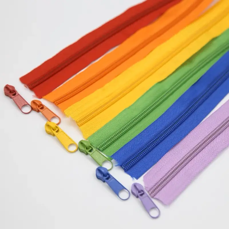 Wholesale Painting 5# Zipper Slider With Lock Sewing Accessories Colorful Nylon Zip Pulls
