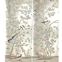 Papier peint SUNGPU classique Chinoiserie, motif floral d'oiseaux, base en feuille d'argent, pivoine rose et bleue, papillon, pour villa, hall d'hôtel