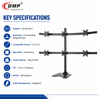 Support de table DMP, bras VESA pour moniteurs LCD de 13 à 27 pouces, support pour 6 moniteurs et support de bureau