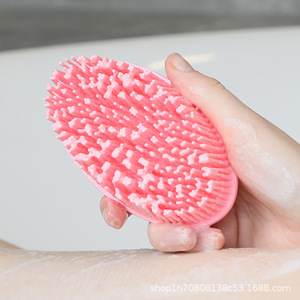 Silicone Bath Brush Oval Shape For Baby And Pet Gentle Massage Scrubber Nude Pink Rose Red Ice Blue - Product Image 3
