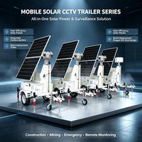 Caméra de sécurité solaire pliable avec 4 batteries 200Ah, mobile, solaire, mât manuel de 6 mètres, pour remorques de sécurité sur les champs pétrolifères
