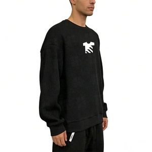 Felpa a Maniche Lunghe da Uomo con Collo Rotondo in Tessuto Waffle, Design Personalizzato con Logo OEM, Abbigliamento Maschile di Tendenza - Product Image 4