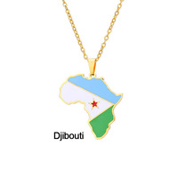 Collier pendentif carte vintage d'Afrique en alliage d'acier inoxydable avec Égypte Tanzanie Érythrée Algérie Ouganda Djibouti Zimbabwe