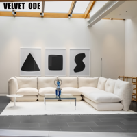Ensemble de canapés modulaires rectangulaires en tissu capitonné de luxe, convertible, avec éponge haute densité, canapé nuage