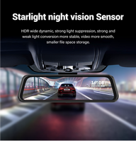 Kamera Dasbor Dual Lens Full HD Terpasang di Spion, Perekam Video, Rekaman Darurat, Deteksi Gerak, GPS, WiFi, Penglihatan Malam, 64G, Layar Sentuh